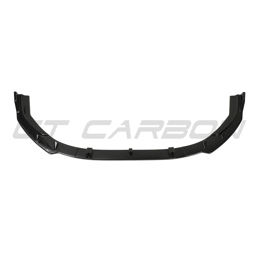 Gloss black splitter for Audi A4 S-Line and S4 B9.5 (2020-2024) by CT Carbon, showcasing the sleek aerodynamic design.