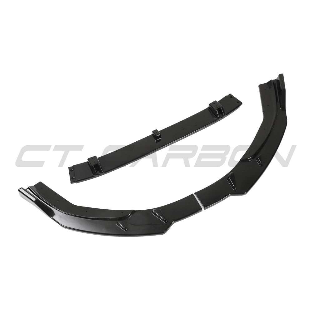 CT Carbon gloss black splitter for Audi A4 S-Line and S4 B9.5 2020-2024, front bumper accessory, sleek aerodynamic design.