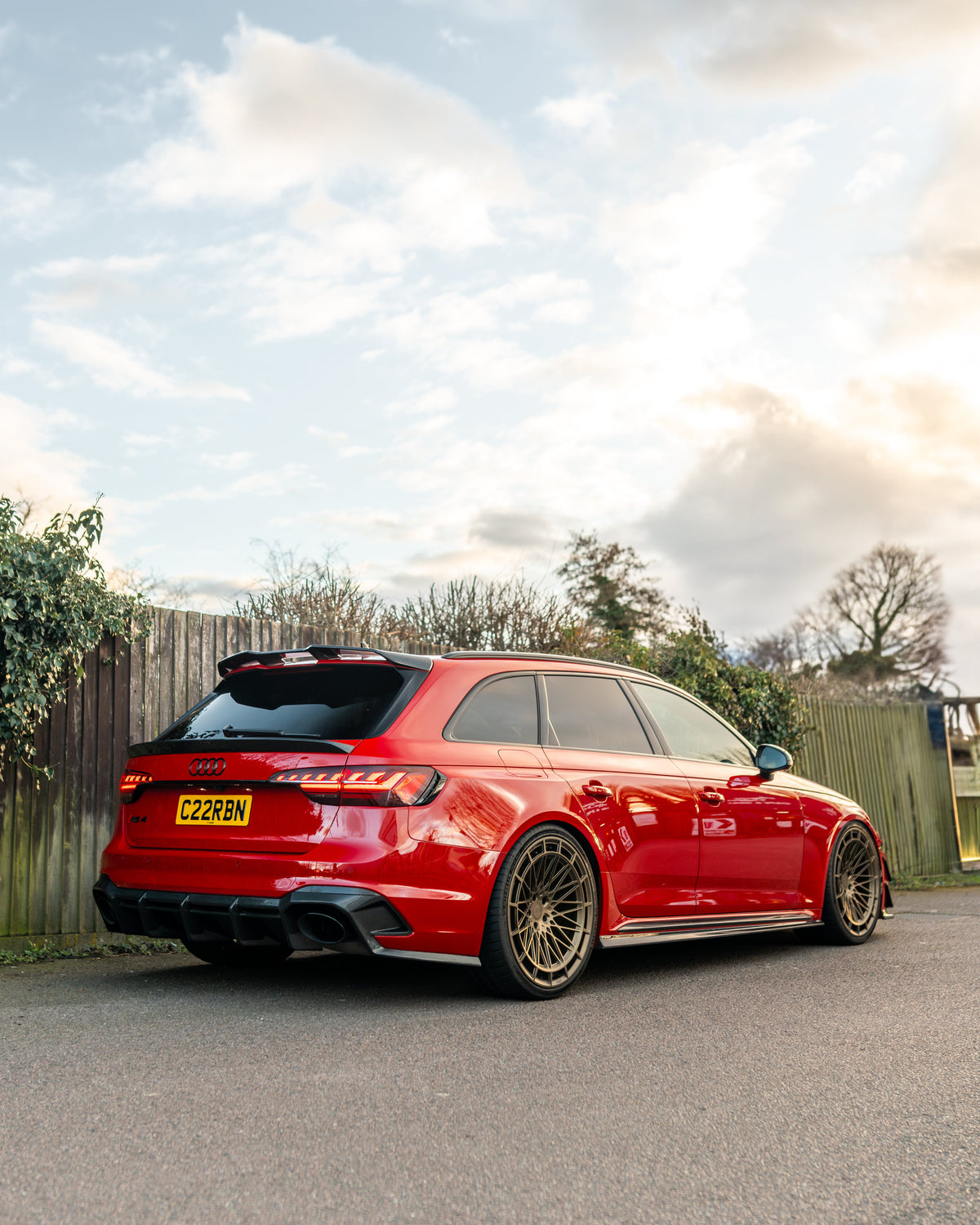 Audi RS4 B9 & B9.5 carbon fibre diffuser by CT Design, showing sleek, textured carbon fiber surface on the rear bumper.