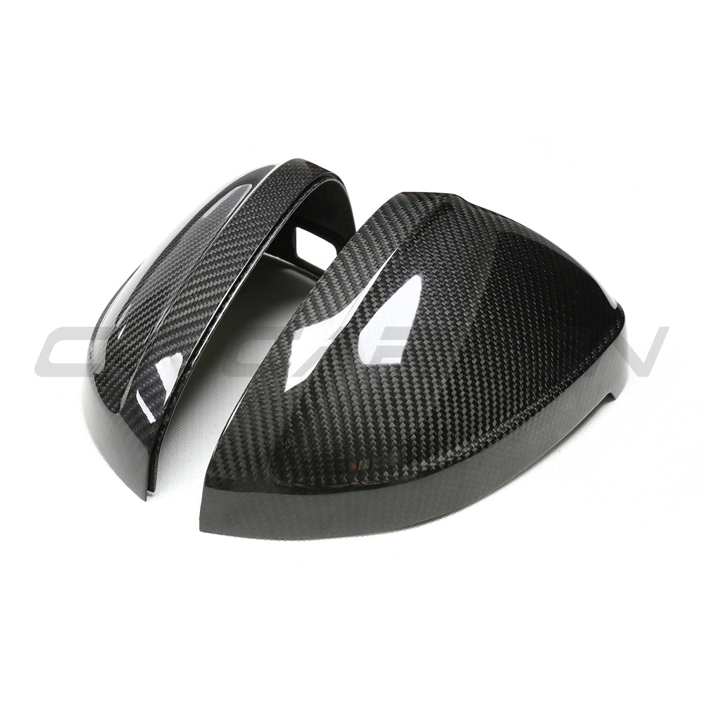 Audi A4/S4/RS4/A5/S5/RS5 B9 2016-2025 carbon fiber mirror accessories with lane assist by CT Carbon, showing sleek side mirrors.