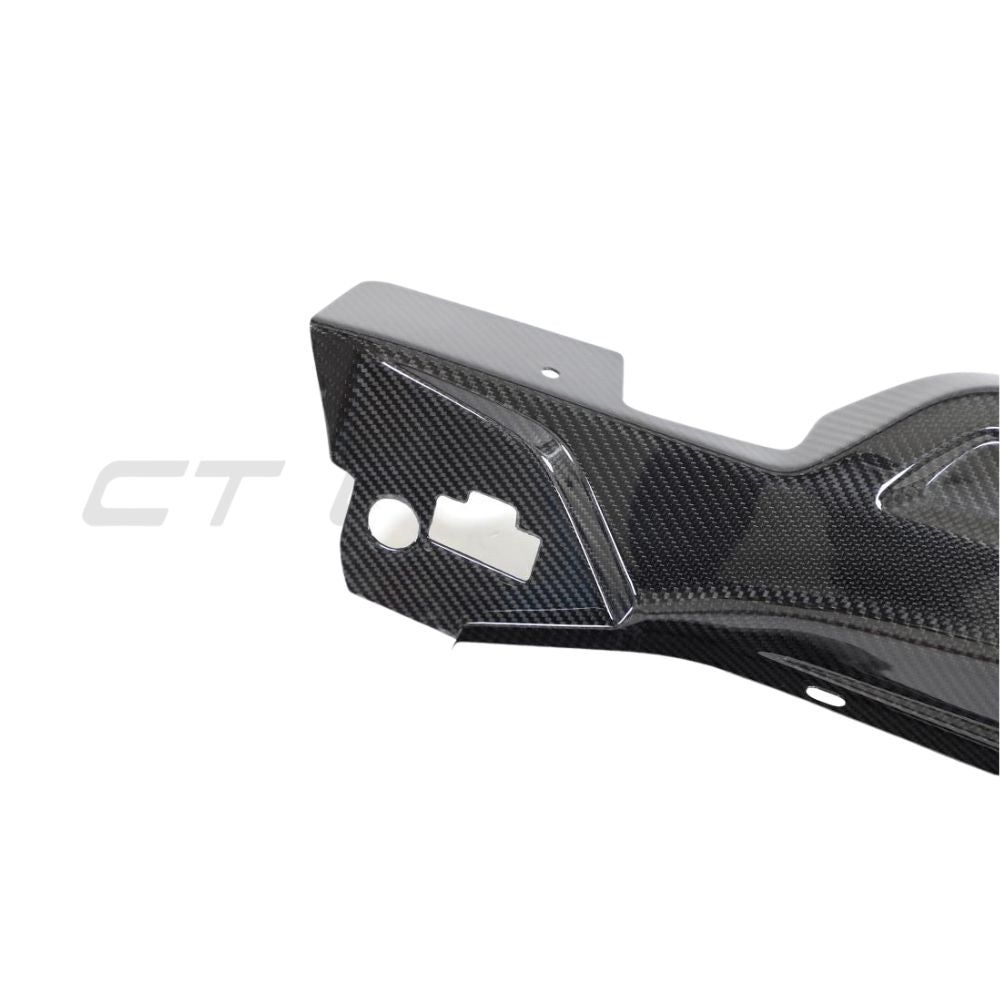 Carbon fibre engine bay trim for Audi R8 Coupe 2015+ by CT Carbon, shown installed in the engine compartment.