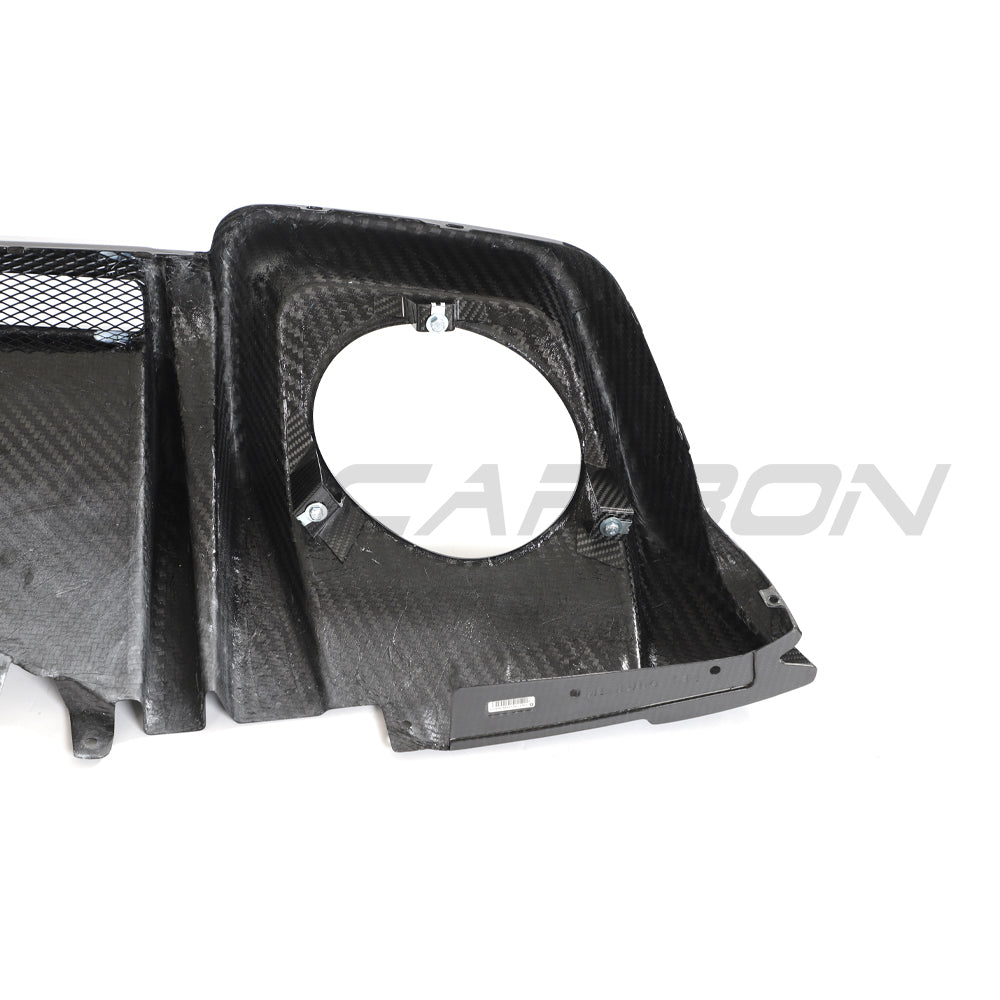 Audi R8 V10 Gen 2.5 carbon fibre diffuser by CT Carbon, showcasing sleek aerodynamic design and textured carbon fiber surface.