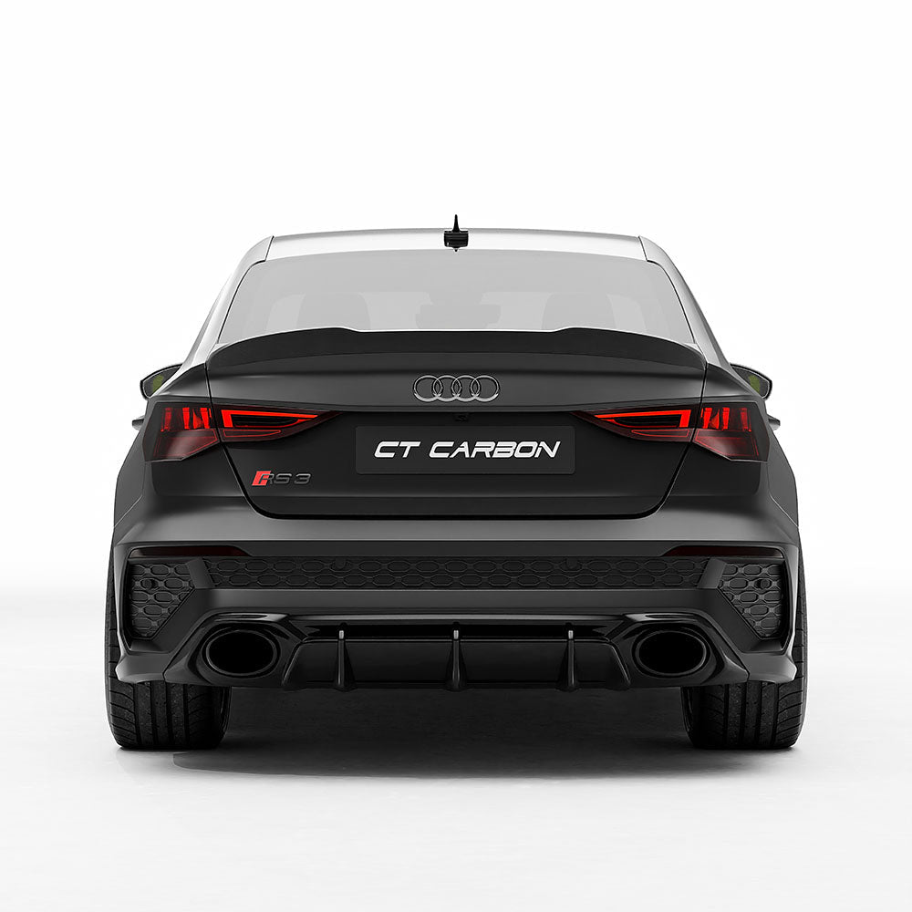 Carbon fiber rear diffuser for Audi RS3 8Y 2022-2024 by CT Carbon, featuring sleek design and aerodynamic styling.