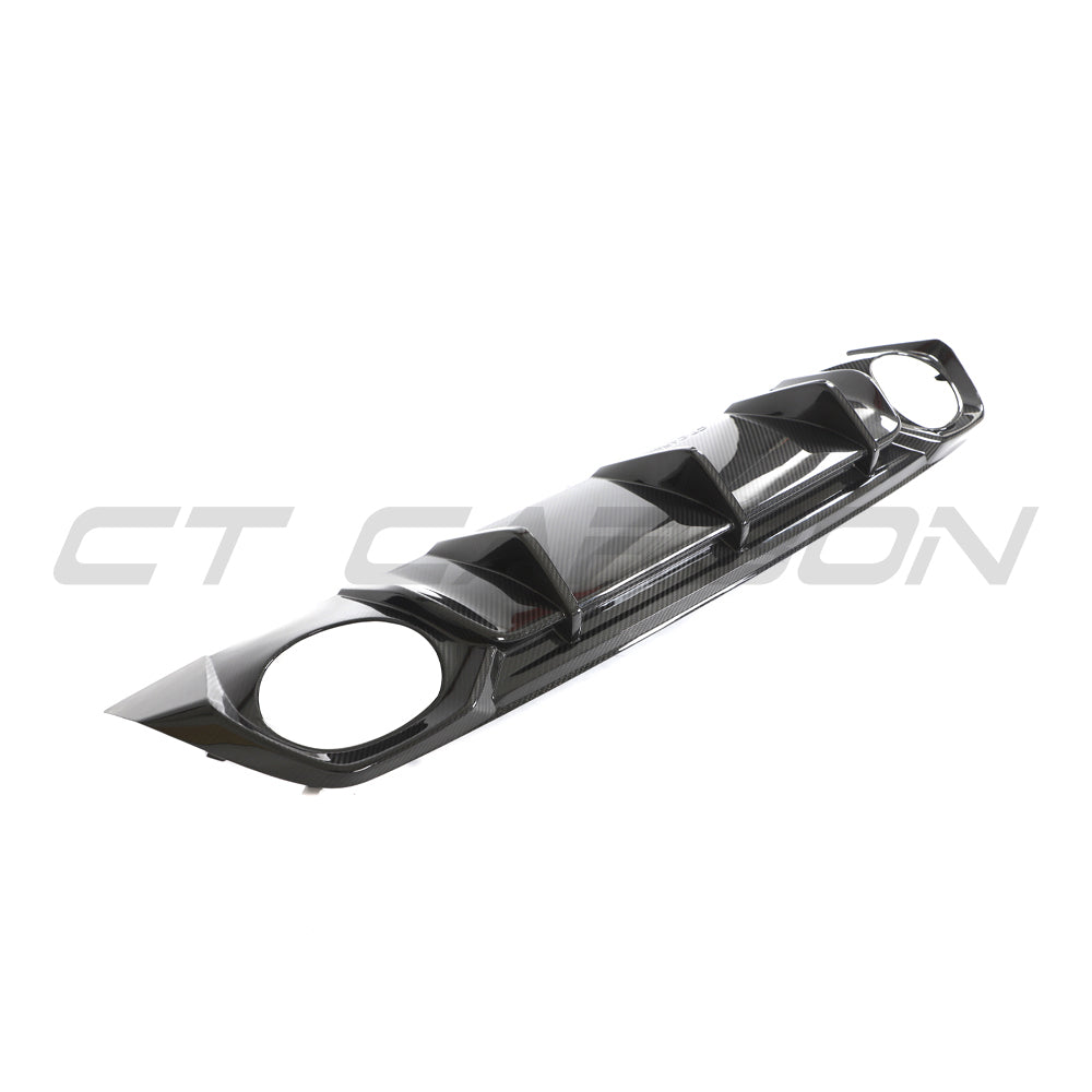 Carbon fibre rear diffuser for Audi RS3 8Y (2022-2024) by CT Carbon, showcasing sleek V2 design on a sporty car.