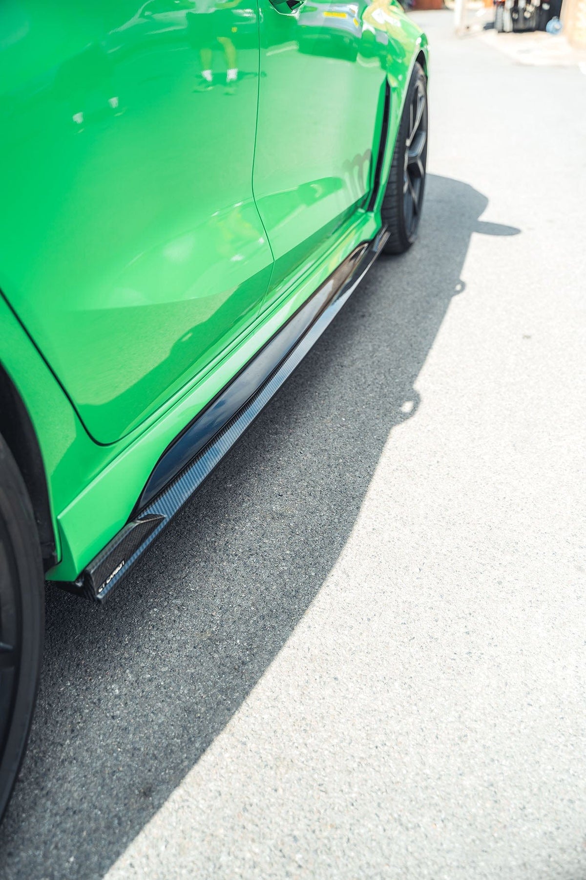 Audi RS3 8Y Sportback full carbon fibre side skirts kit by CT Design, showcasing sleek, lightweight carbon fibre details.