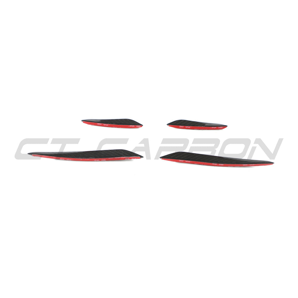 Carbon fibre front bumper canards for Audi RS3 8Y 2025+ by CT Design, enhancing aerodynamics and sporty appearance.