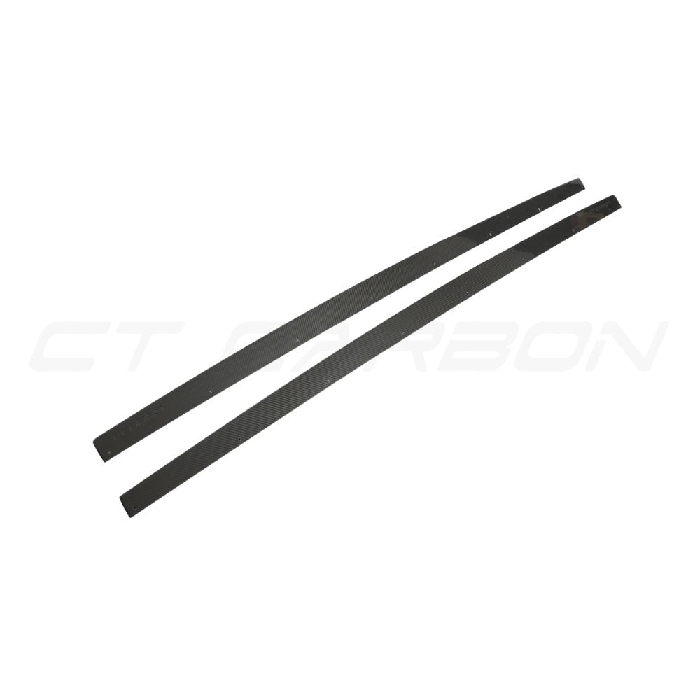 AUDI RS4 B9.5 carbon fibre side skirts by CT Design, featuring sleek, lightweight aerodynamic enhancements.