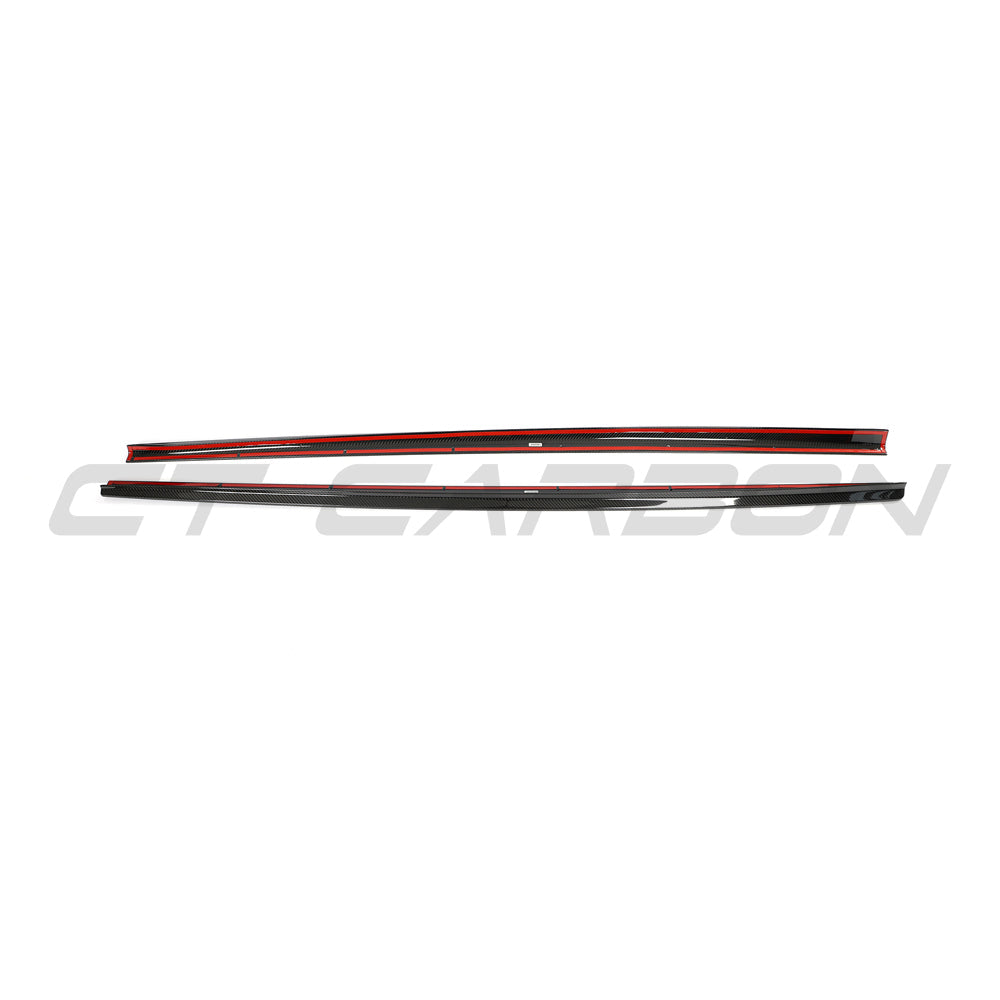 Audi RS4 B9.5 carbon fibre side skirts by CT Design, showcasing sleek, lightweight automotive side panel enhancements.