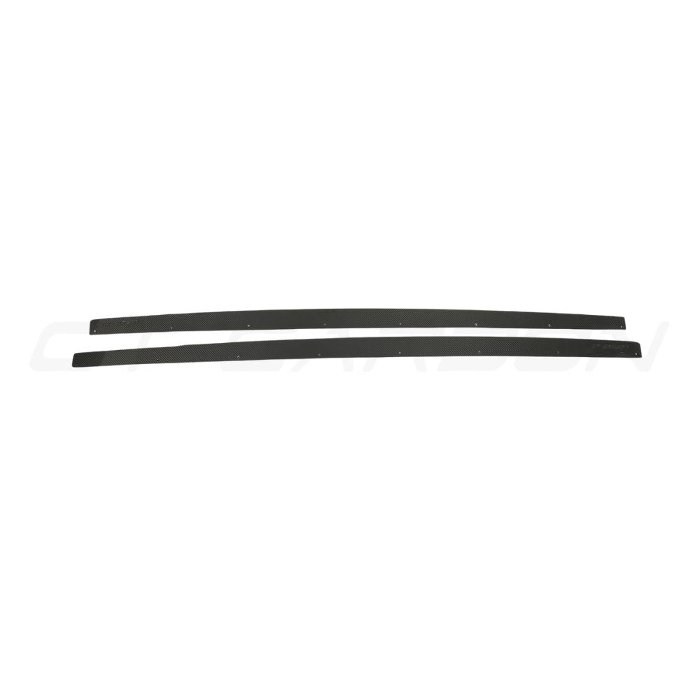 Audi RS4 B9.5 carbon fiber side skirts by CT Design, showcasing sleek, lightweight aerodynamic upgrade for the vehicle.