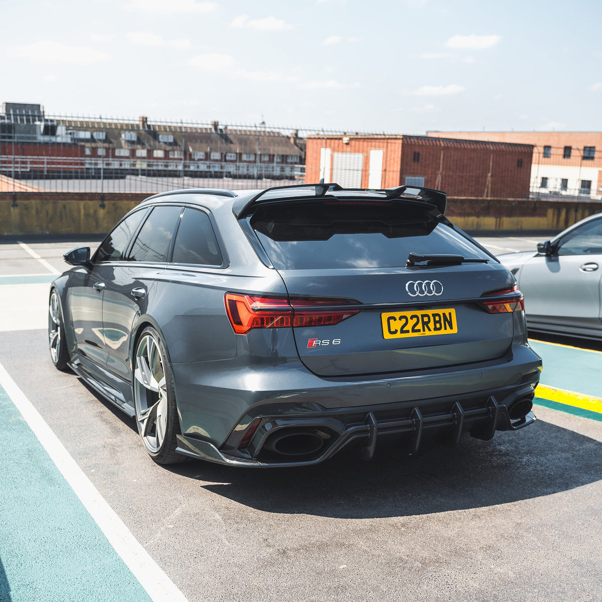 Audi RS6 C8 Avant full carbon fibre kit by CT Carbon, featuring lightweight, high-quality carbon fibre components for sporty styling.