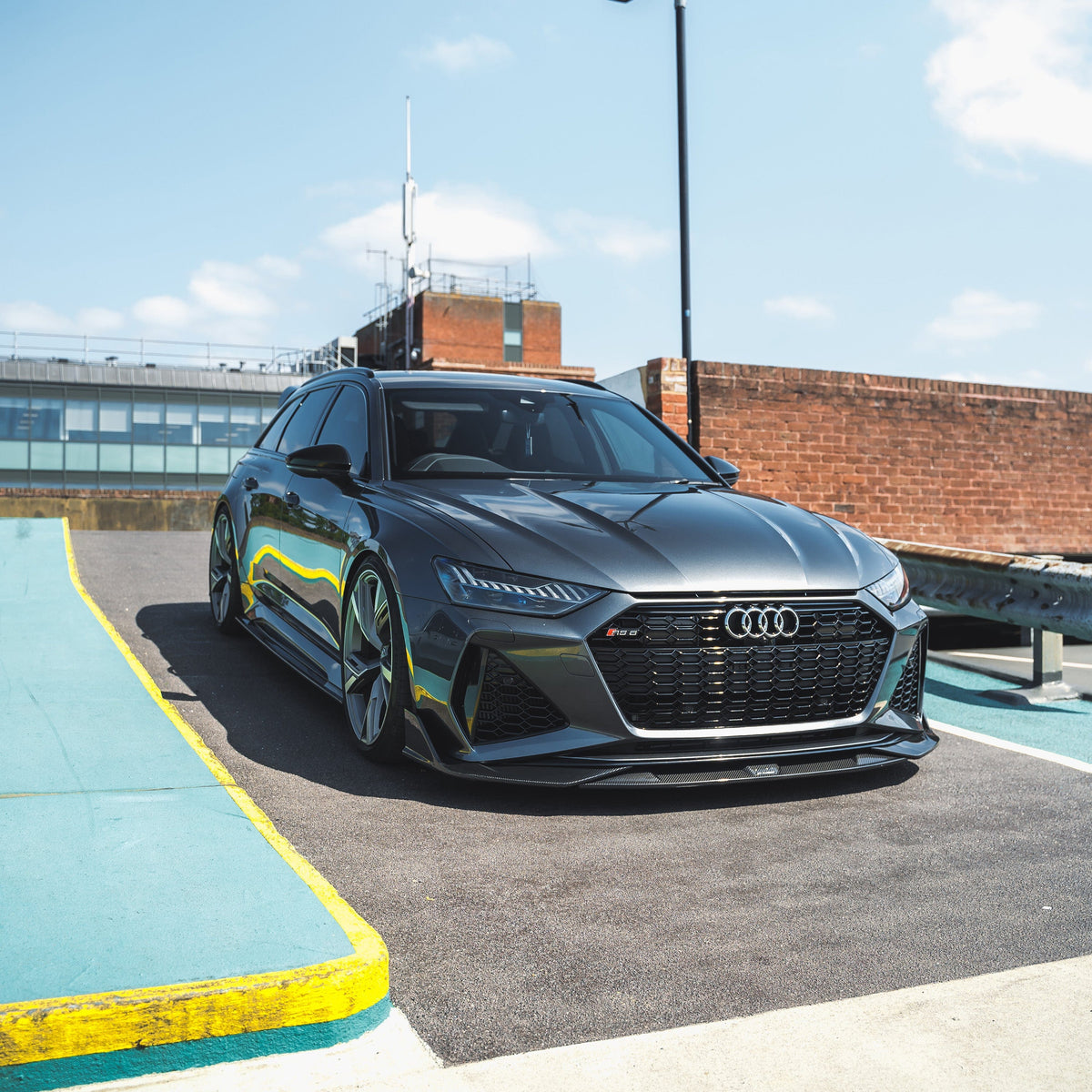 Audi RS6 C8 Avant full carbon fibre kit by CT Carbon, showcasing carbon fibre parts on the car's exterior.