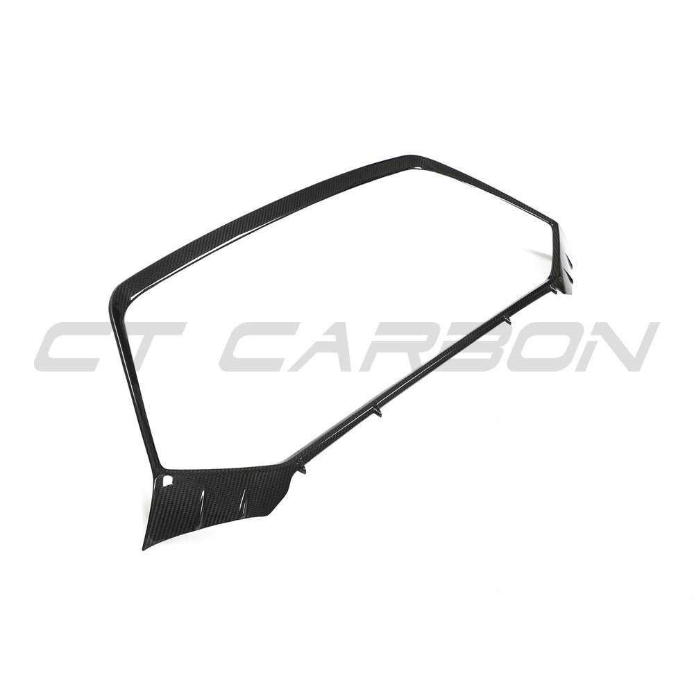 Carbon fiber grille surround for Audi RS6 and RS7 C8 Avant, accessory by CT Carbon, shown on a 2019+ model.