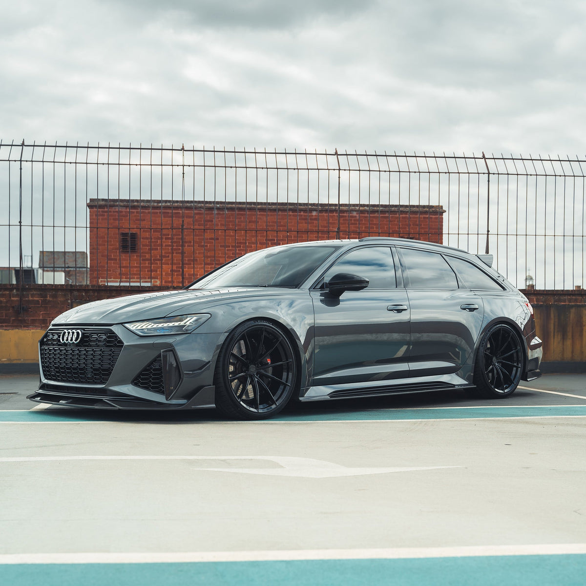 Carbon fiber front bumper vent trim for Audi RS6/RS7 C8 Avant 2019+ by CT Carbon, shown on vehicle front bumper.