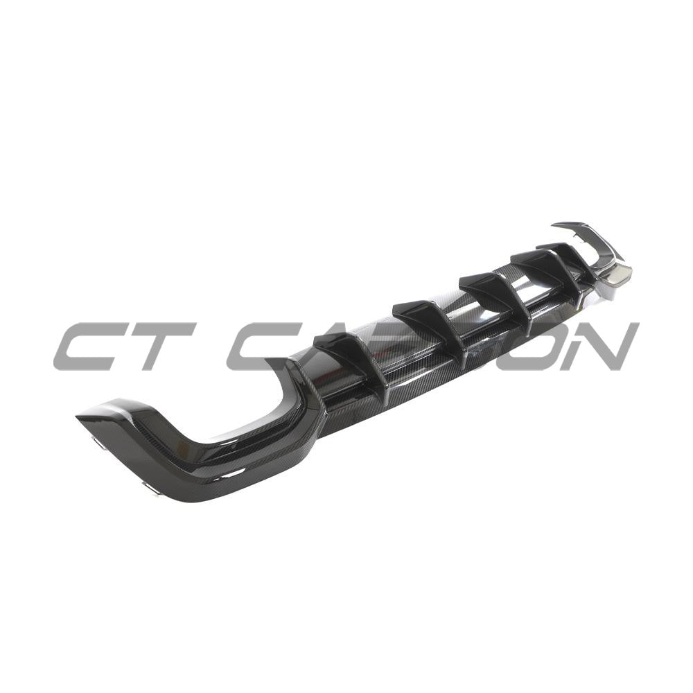 Audi RS6/RS7 C8 carbon fiber diffuser by CT Design, showcasing a sleek, high-performance rear diffuser with a textured carbon fiber finish.