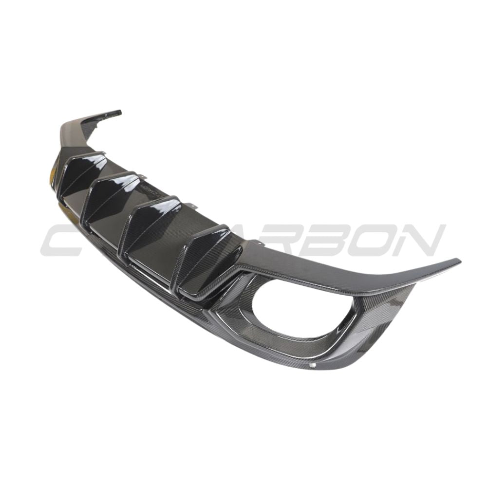 Audi RSQ8 2020-2024 CT Design carbon fiber diffuser, sleek rear automotive part with textured carbon fiber finish.
