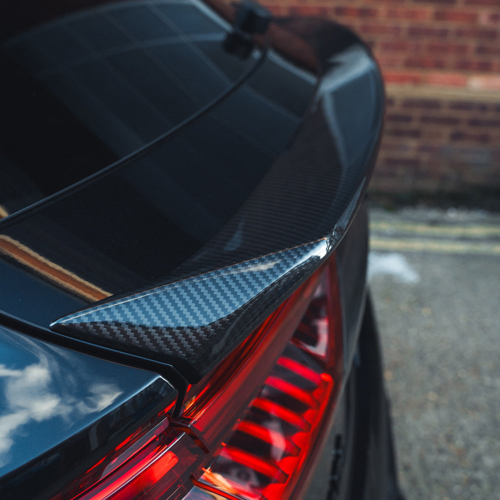 Audi RSQ8 2020 carbon fibre rear boot spoiler by CT Carbon, showcasing the sleek, aerodynamic design on the vehicle.