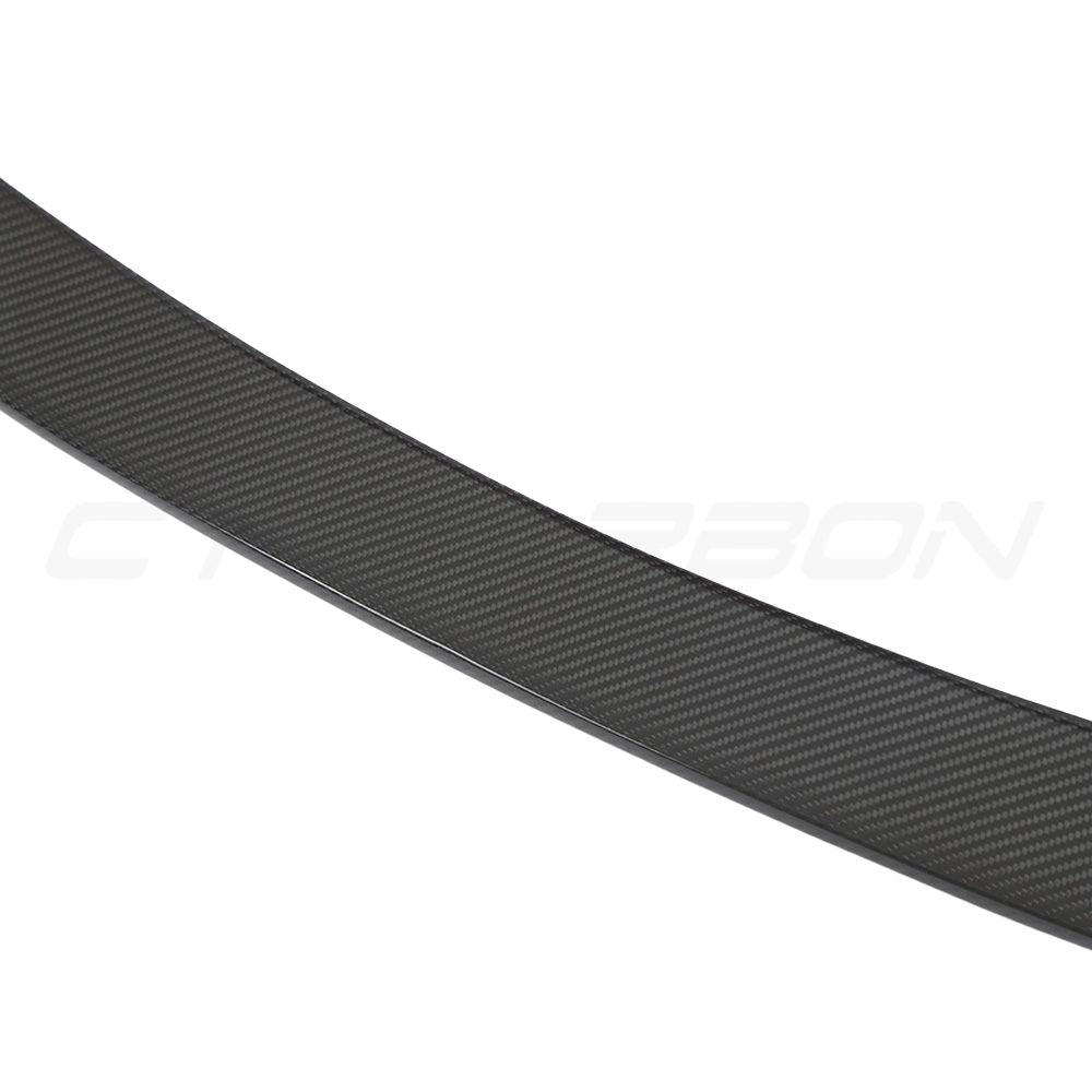 Audi RSQ8 2020 carbon fibre rear boot spoiler by CT Carbon, showcasing sleek aerodynamic design and glossy finish.