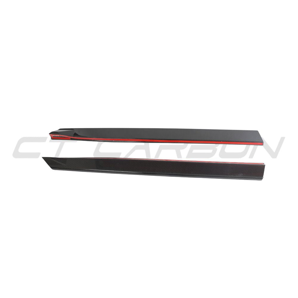 AUDI RSQ8 2020+ carbon fibre side skirts by CT Carbon, sleek aerodynamic automotive accessory for enhanced style and performance.