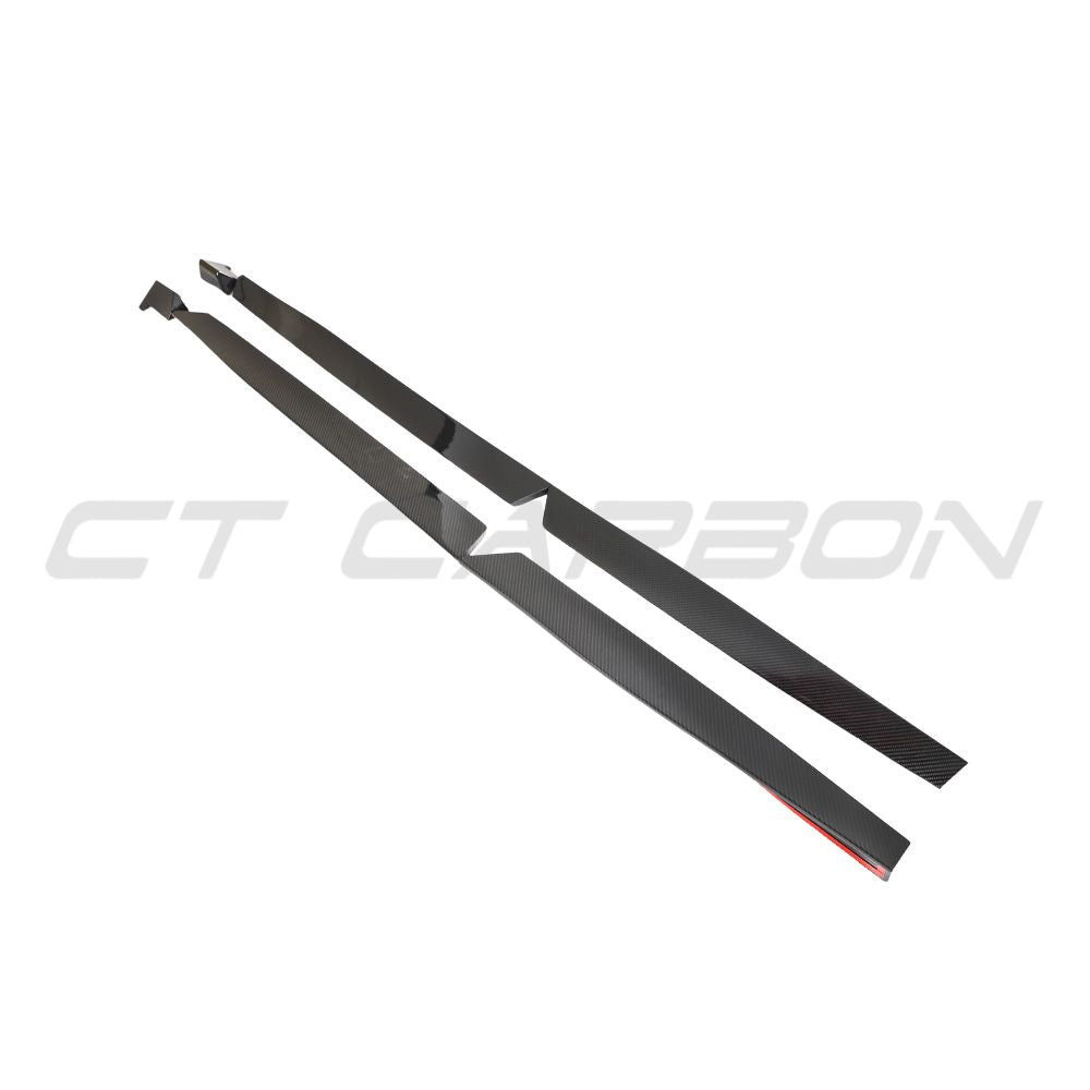 AUDI RSQ8 2020+ carbon fibre side skirts by CT Carbon, showcasing sleek aerodynamic design and high-quality finish.