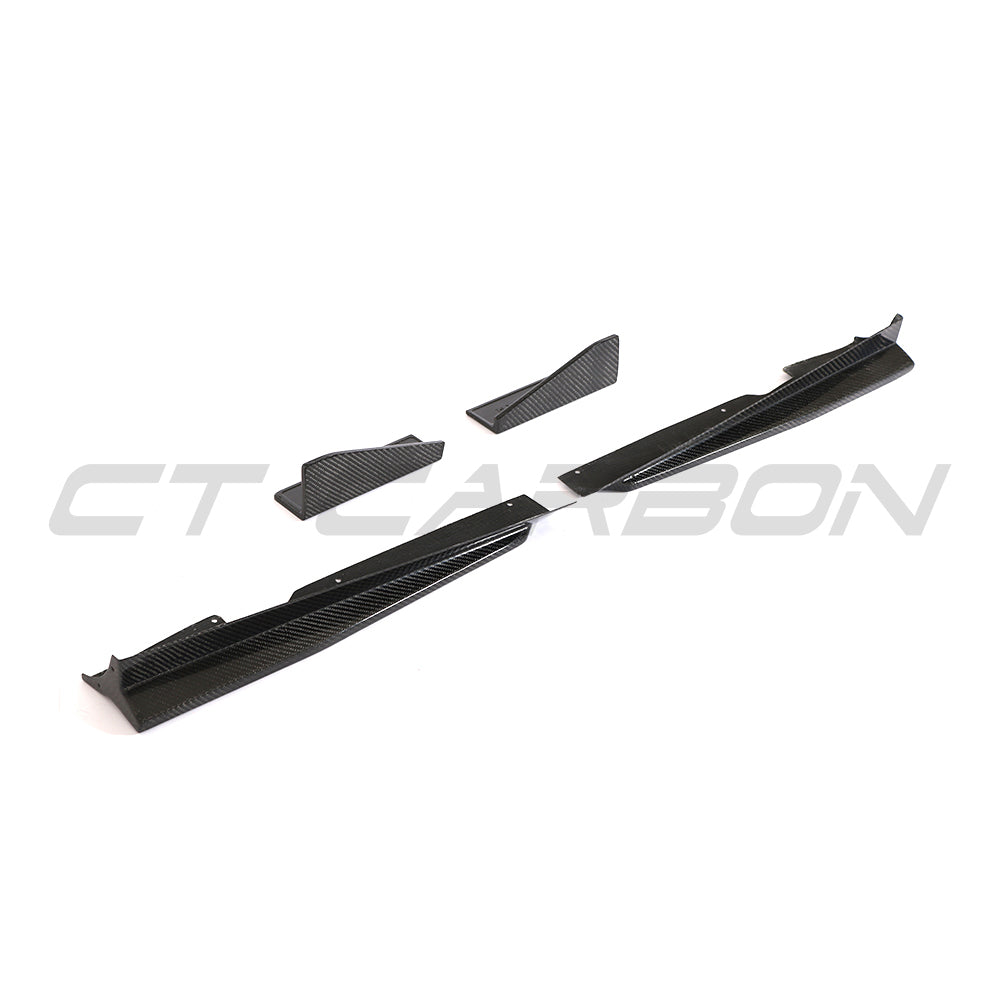 Carbon fibre side skirts for Audi TTRS Quattro MK3 2015-2018 by CT Carbon, shown installed on the vehicle.