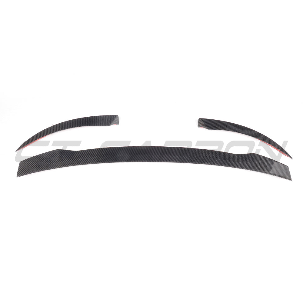Audi TT/TTS MK3 carbon fibre spoiler by CT Carbon, showcasing the sleek, lightweight V2 design mounted on the car.
