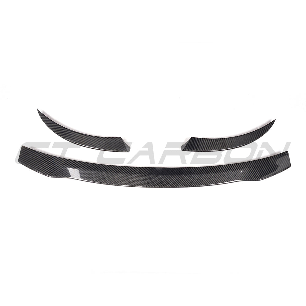 Audi TT/TTS MK3 carbon fibre spoiler by CT Carbon, showcasing sleek, aerodynamic design with a glossy finish.