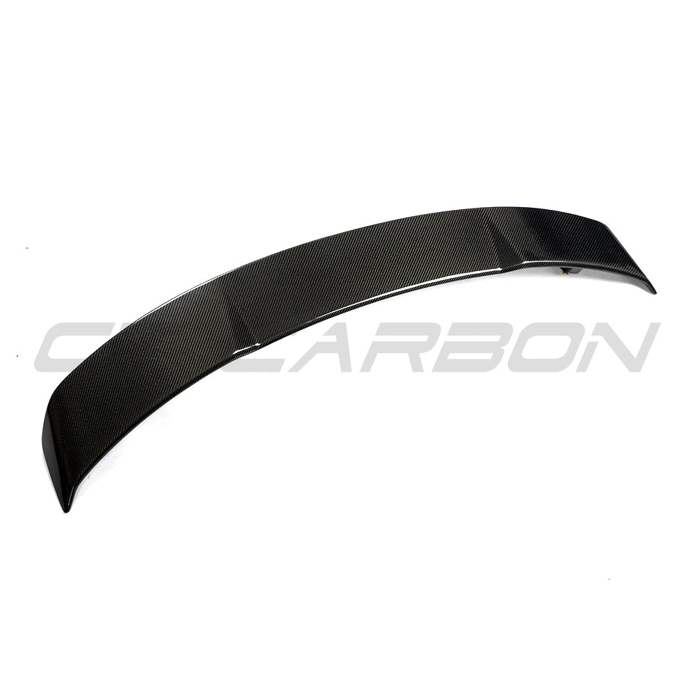 Audi TT/TTS Quattro MK3 carbon fibre spoiler by CT Carbon, showcasing the sleek, aerodynamic wing mounted on the vehicle.