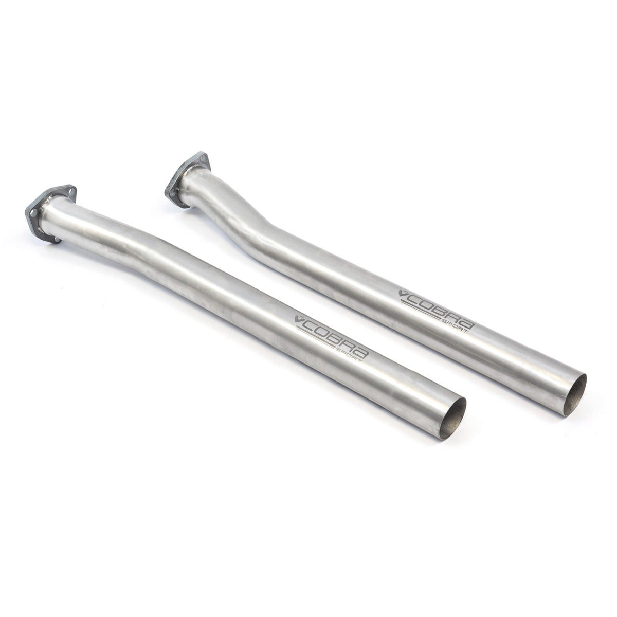 Cobra Sport Audi RS3 8V Sportback 2015-17 secondary de-cat bypass performance exhaust center section, showcasing polished metal pipes.