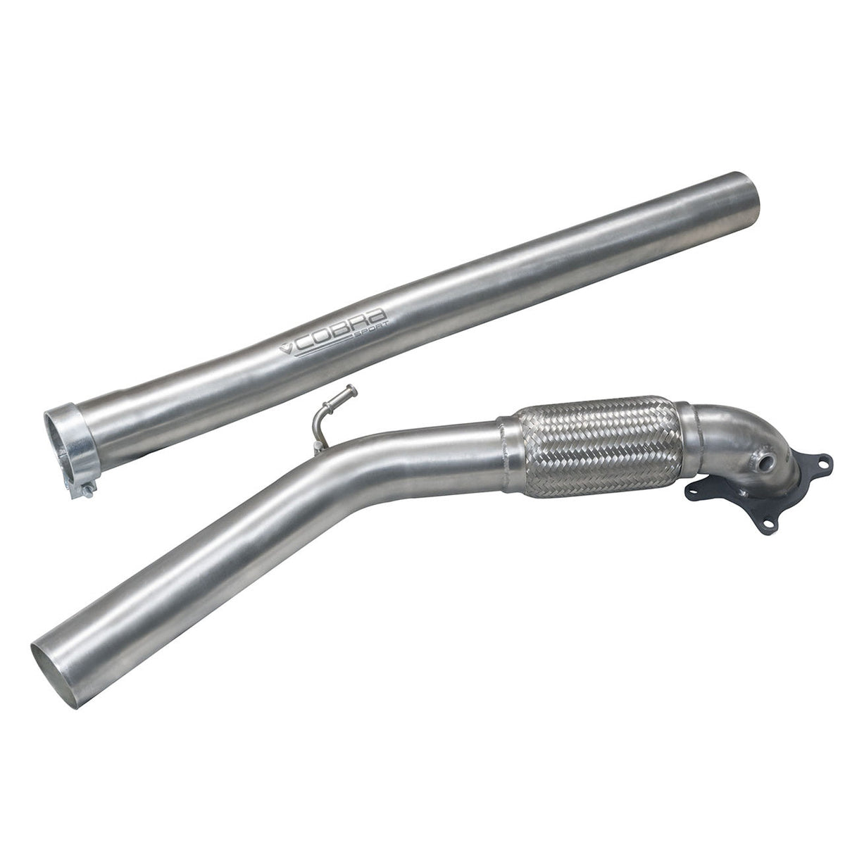 Cobra Sport Audi TT Mk2 1.8/2.0 TFSI front downpipe sports cat exhaust component, de-cat performance upgrade.