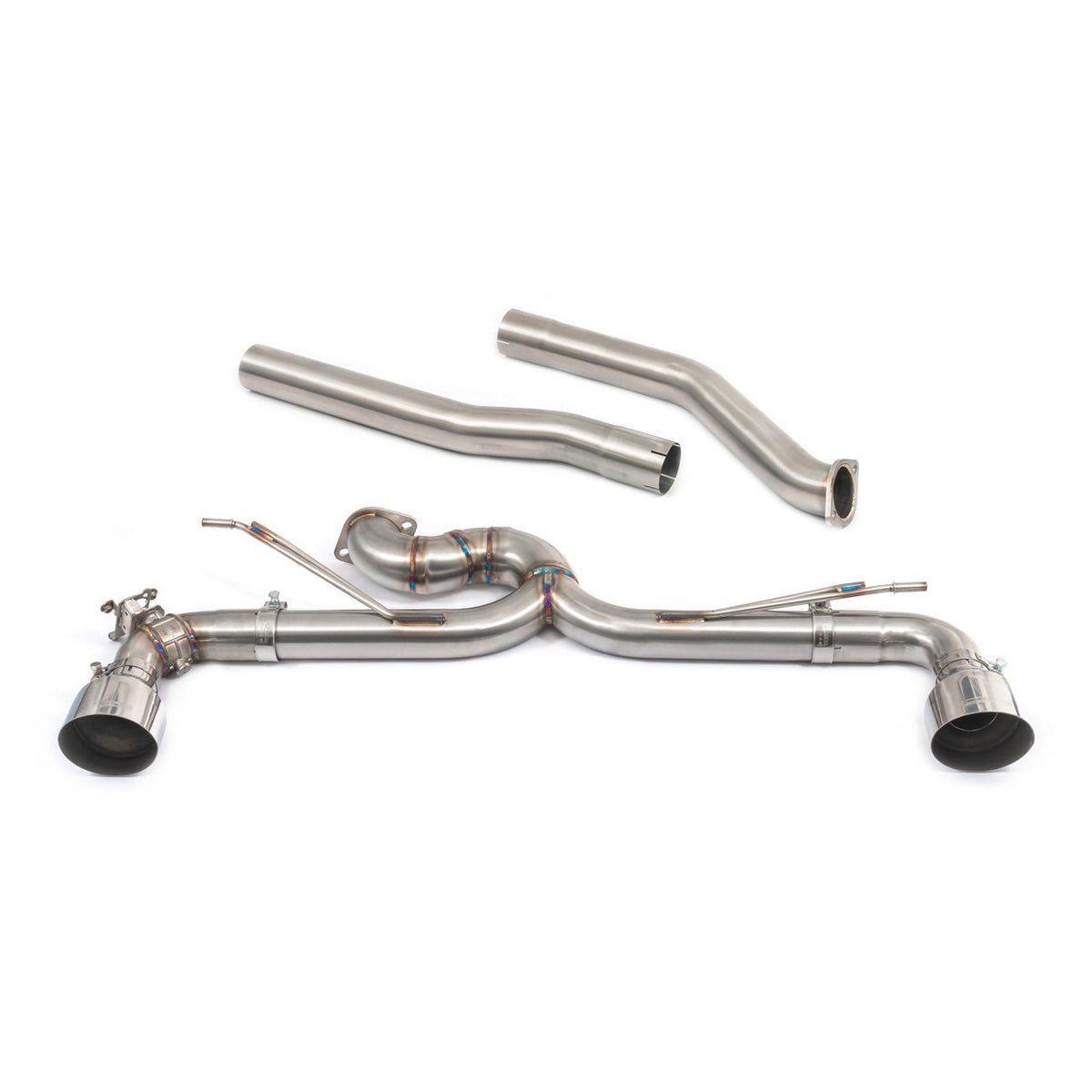 Cobra Sport BMW 128ti F40 GPF/PPF back race exhaust with Venom valved design, showcasing the performance exhaust system from the rear angle.