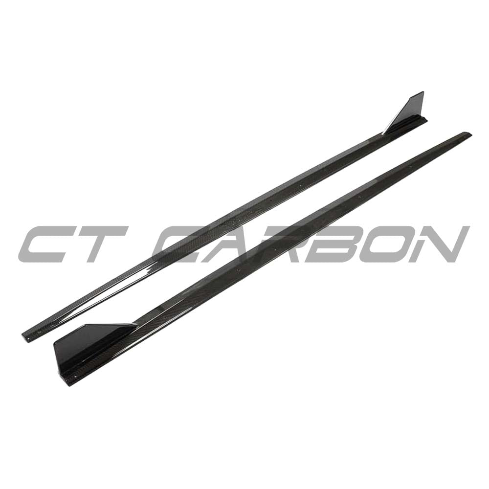 BMW 1 Series F40 carbon fibre side skirts by CT Design, featuring sleek, lightweight aerodynamic enhancements.