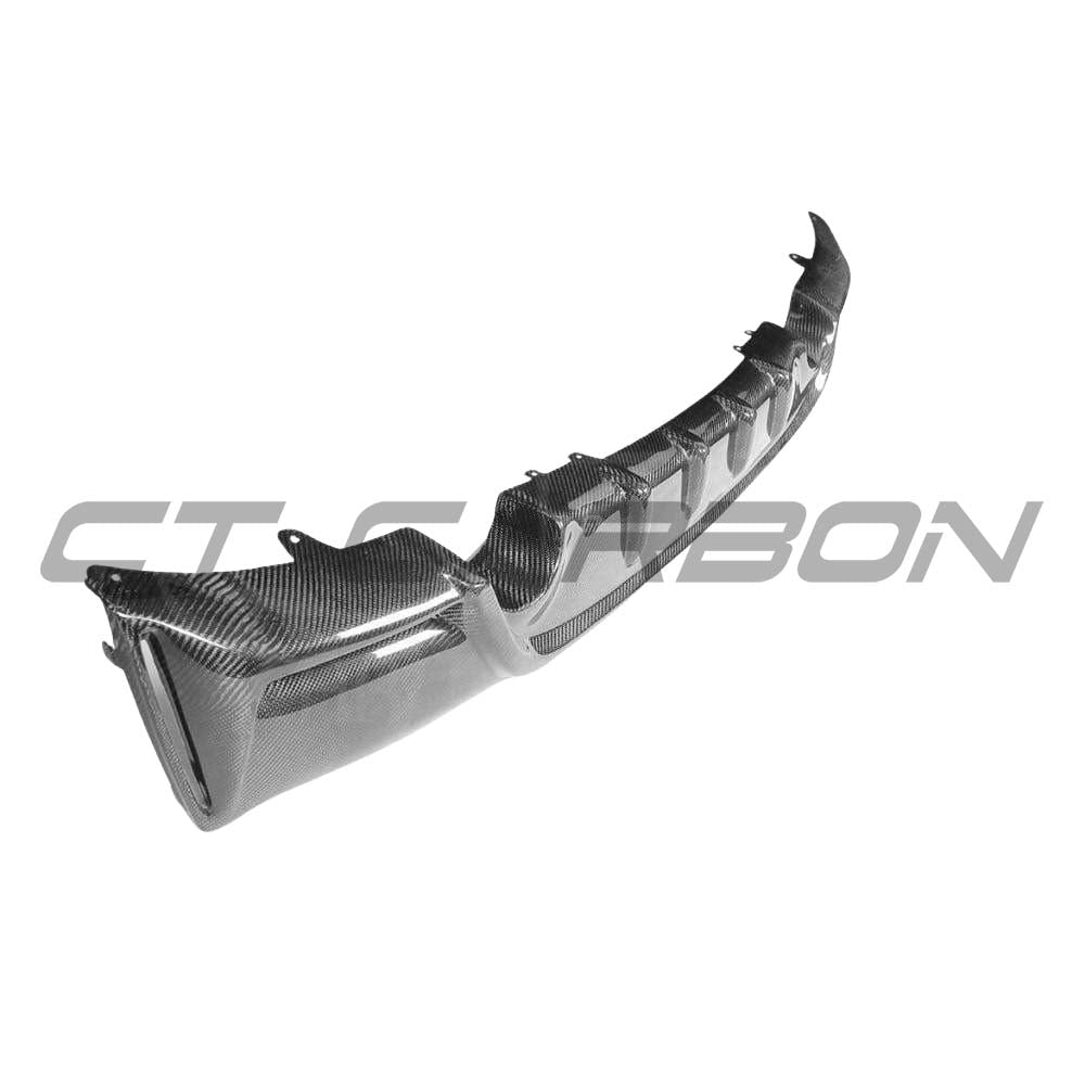 BMW 2 Series F22/F23 Carbon Fibre Diffuser V1 by CT Carbon, shown in black with textured carbon fiber finish.