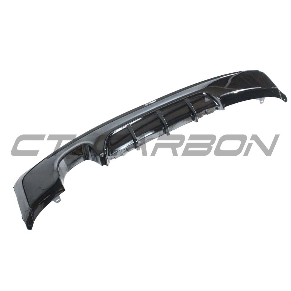 BMW 2 Series F22 gloss black full kit with twin exhaust diffuser by CT Carbon, featuring MP style design on the car.
