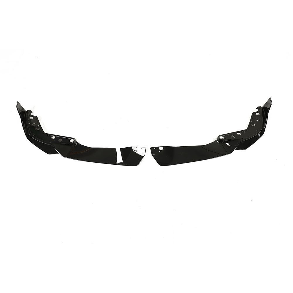 BMW 3 Series G20 G21 2022+ CT Carbon gloss black LCI splitter installed on front bumper.