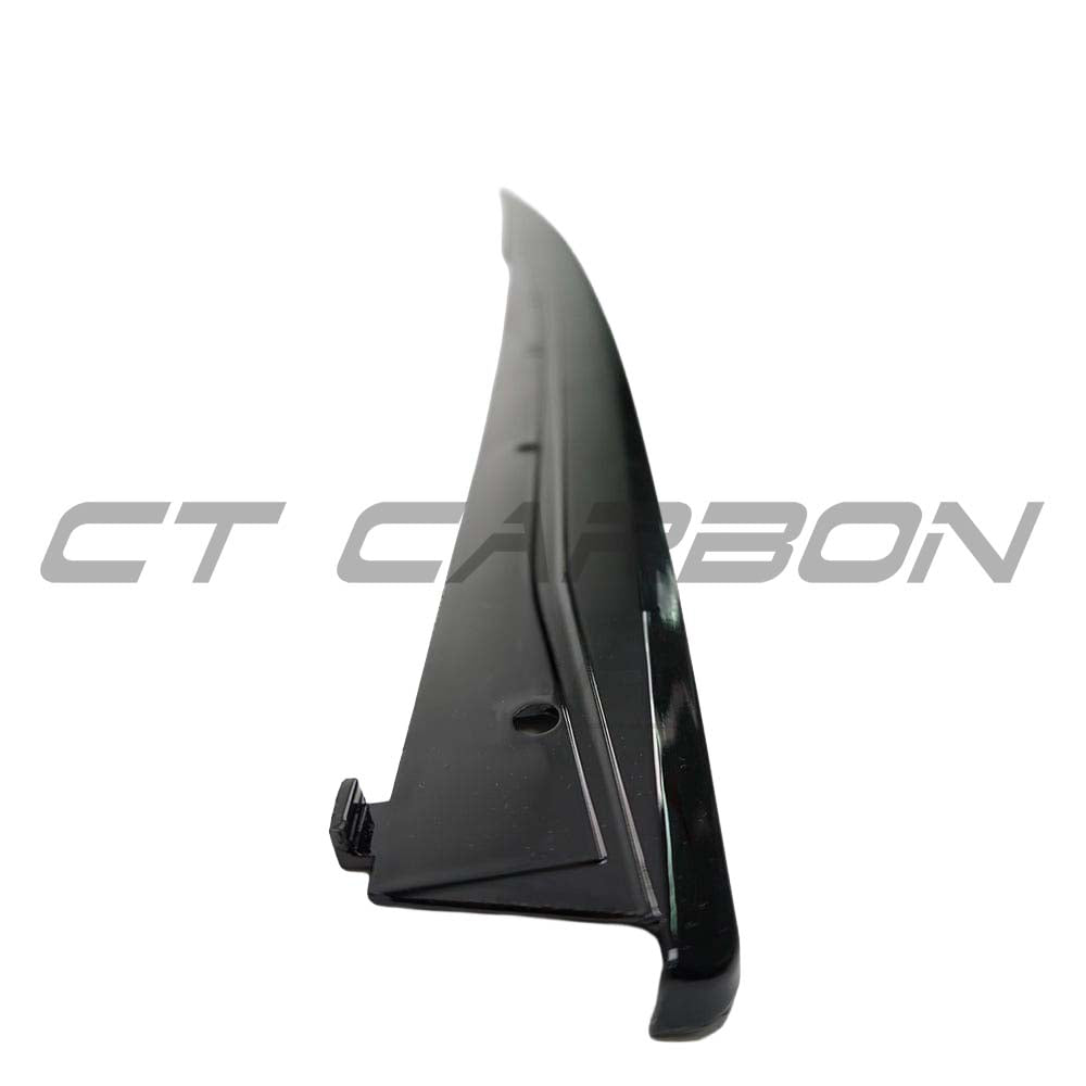 BMW 3 Series F30/F31 GLOSS BLACK side skirts by CT Carbon, V2 style, enhancing vehicle's sporty look with sleek black finish.