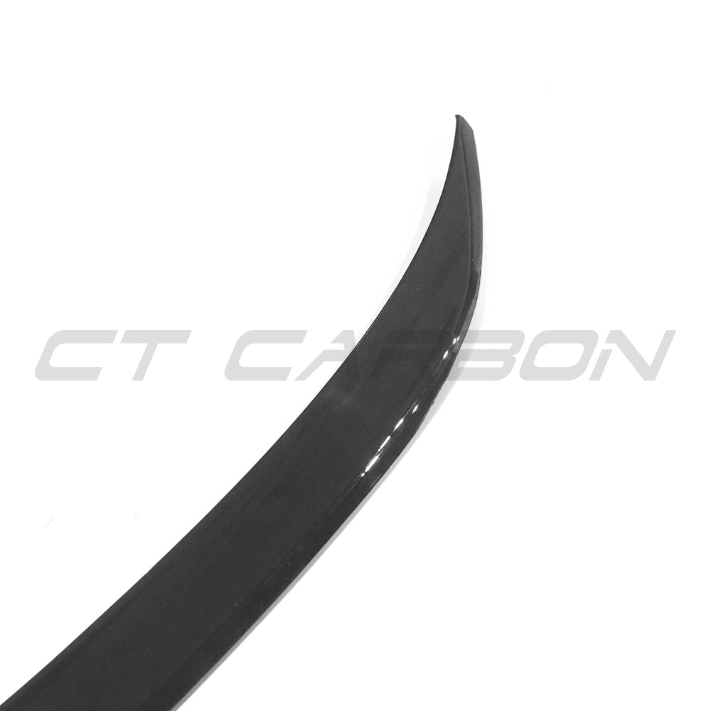 BMW 3 Series M3 G20 G80 CT Carbon V3 gloss black spoiler, OEM style, side view showing sleek aerodynamic design