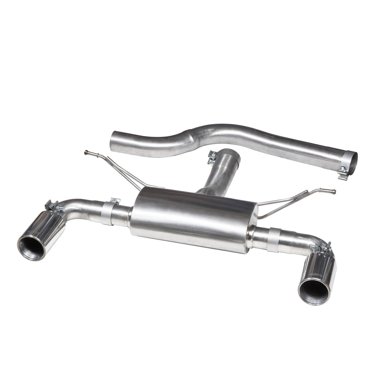 Cobra Sport BMW 335D dual exit exhaust conversion with stylish dual tips, designed for F30 340i style performance upgrade.