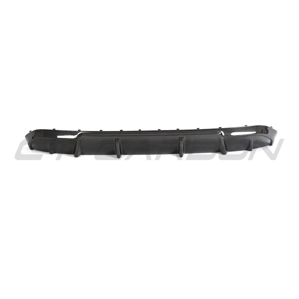 BMW 4 Series G26 i4 carbon fibre diffuser by CT Carbon, showcasing sleek aerodynamic design and textured carbon finish.