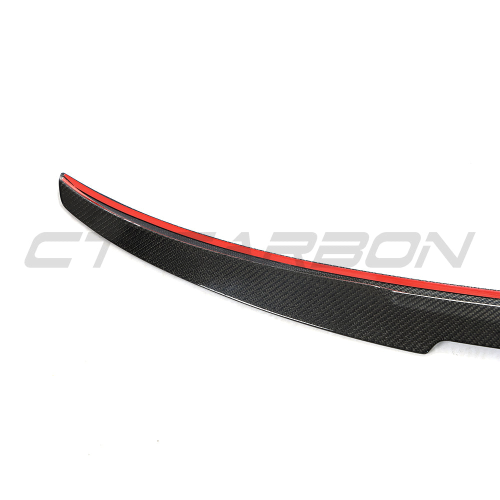 BMW 4 Series G26 and i4 carbon fibre spoiler by CT Carbon, V2 style, showing the sleek aerodynamic design on the car.