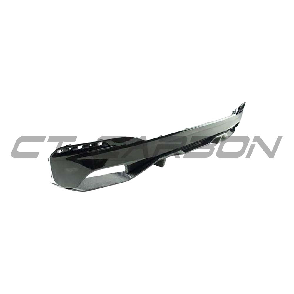 BMW 5 Series G30 gloss black full kit by CT Carbon, including front and rear enhancements, shown on the vehicle.