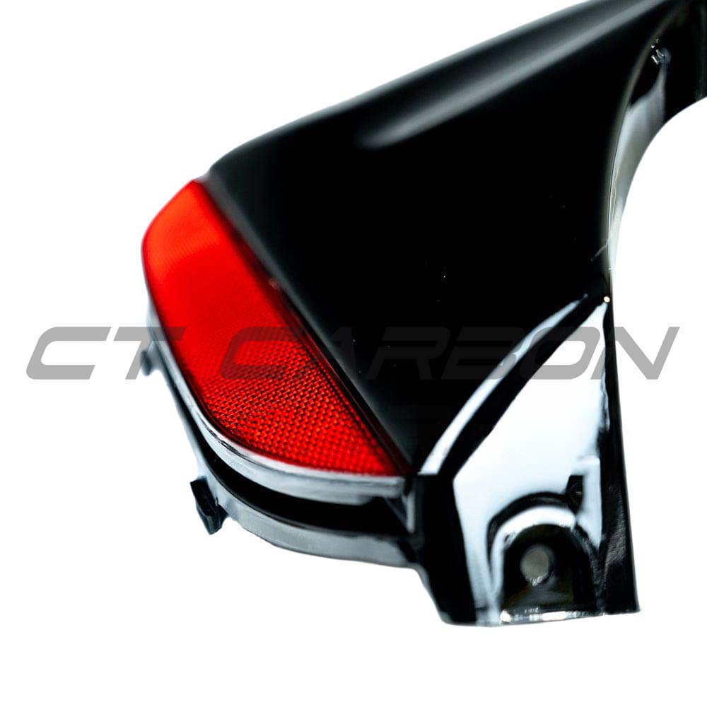 BMW 5 Series G30 G31 Pre LCI diffuser by CT Carbon, gloss black finish, M-style design for sporty rear enhancement.