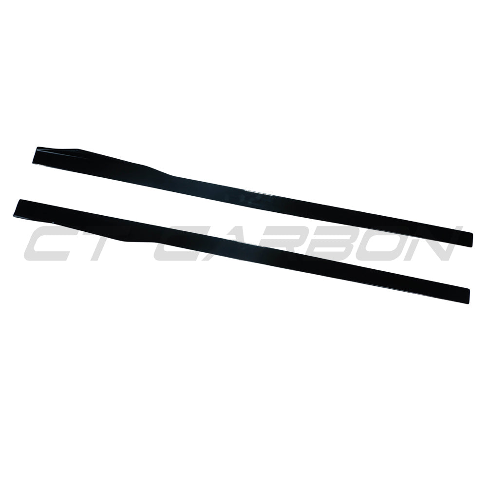 BMW 8 Series G14 G15 convertible and coupe side skirts in gloss black by CT Carbon, installed on the vehicle.