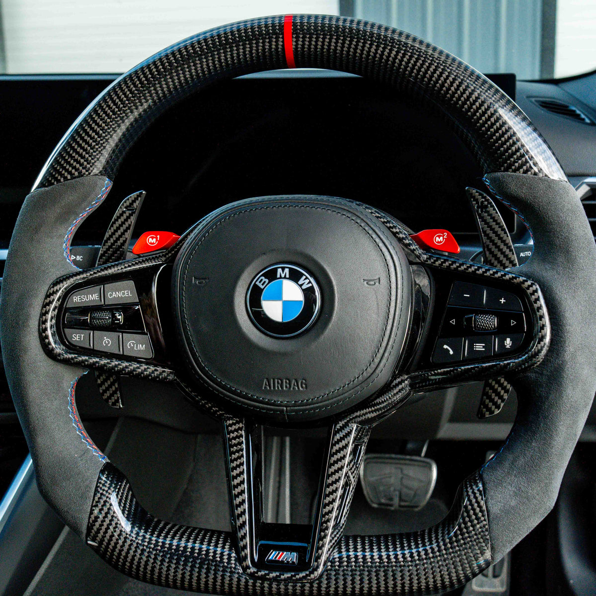 BMW carbon fiber magnetic shifter paddles by CT Carbon, sleek and lightweight automotive accessories for enhanced driving control.