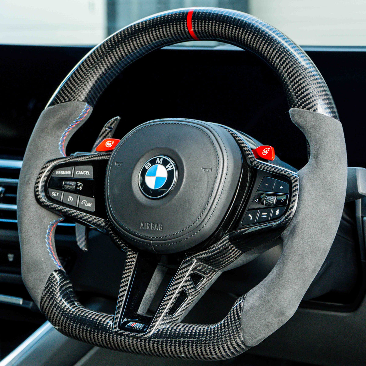 BMW carbon fiber magnetic shifter paddles by CT Carbon, sleek and lightweight automotive accessories for enhanced driving style.