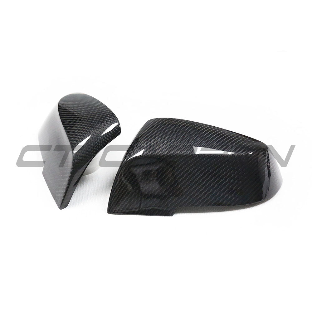 BMW Fxx Series dry carbon mirror replacement by CT Carbon, featuring sleek, lightweight car mirrors for 1, 2, 3, and 4 Series.