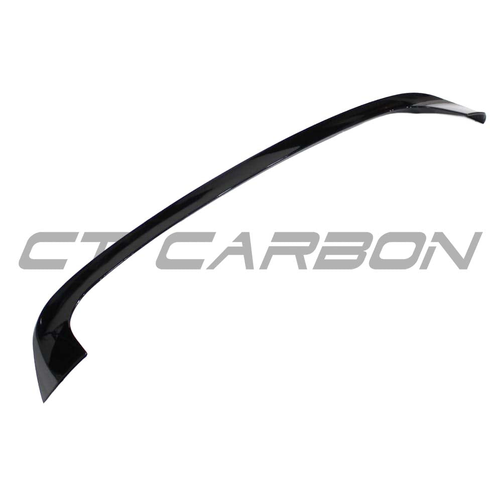 BMW F20 F21 1 Series LCI CT Carbon gloss black spoiler attached to the rear of the hatchback, showcasing sleek aerodynamic design.