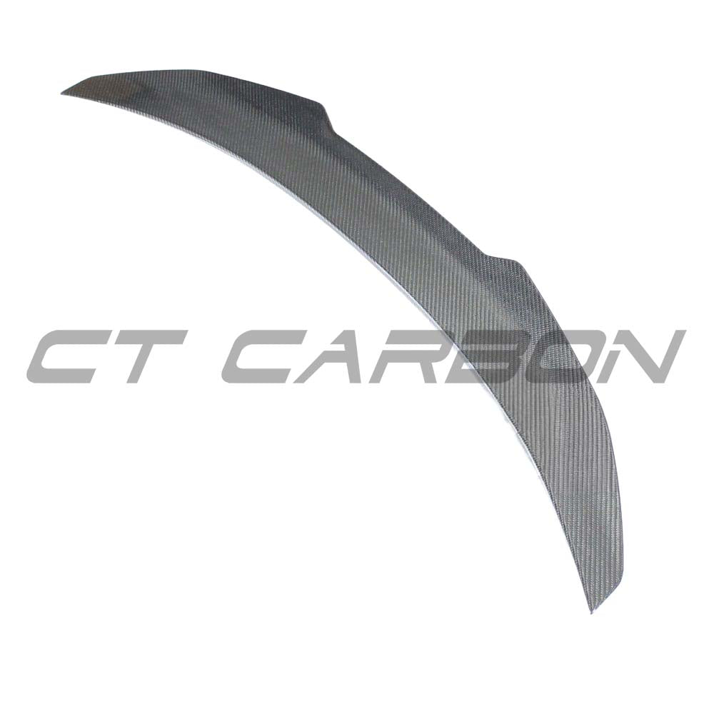 BMW F32 4 Series pre-preg carbon fibre spoiler by CT Carbon, showcasing the sleek V3 style on the rear of the vehicle.