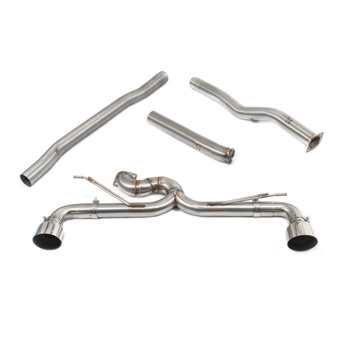 Cobra Sport BMW M135i F40 Venom Cat Back Race Box Delete Performance Exhaust, non-resonated and non-valved, installed on car engine side