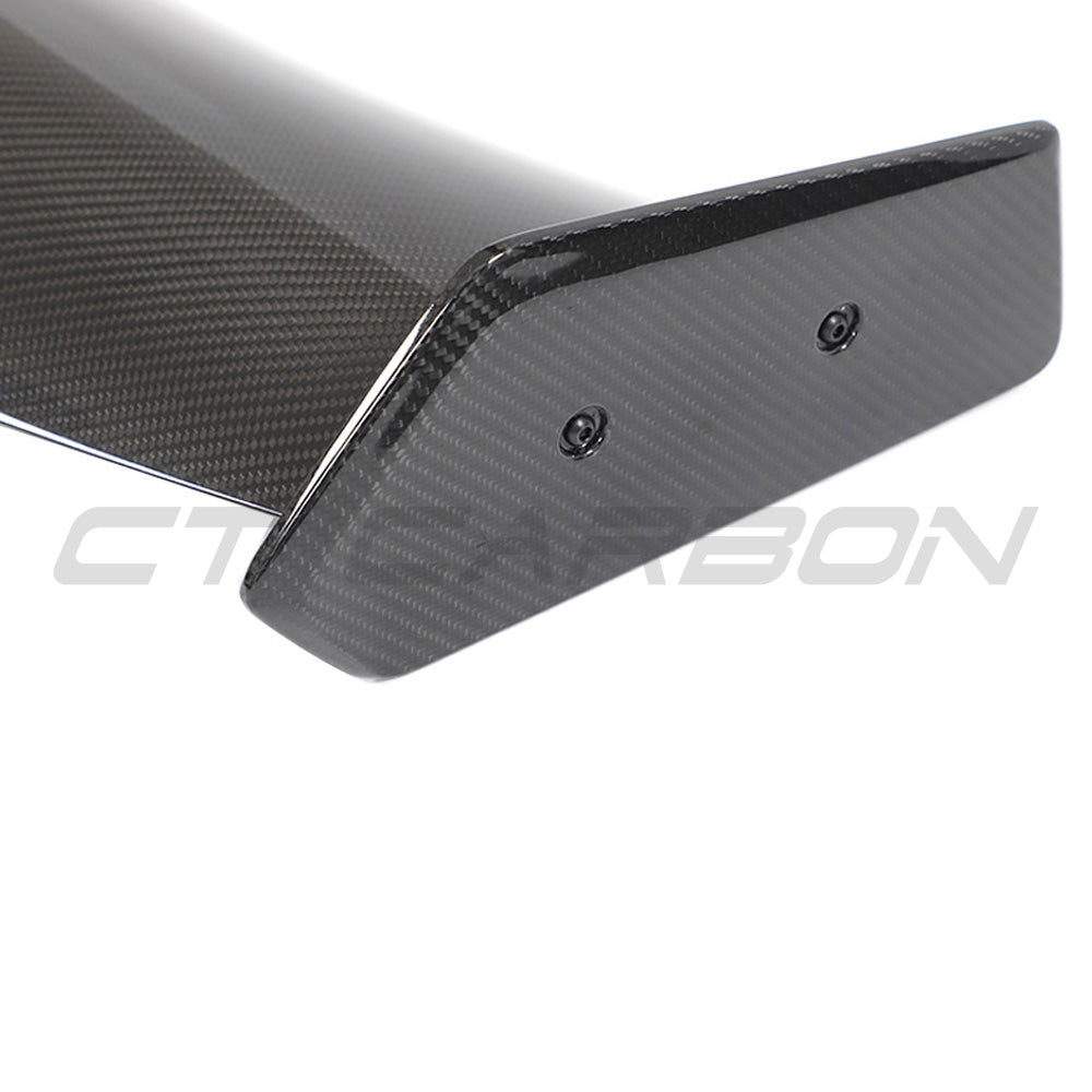 BMW G80 and G20 3 Series carbon fibre swan neck wing spoiler by CT Carbon, showcasing sleek aerodynamic design and high-quality craftsmanship.