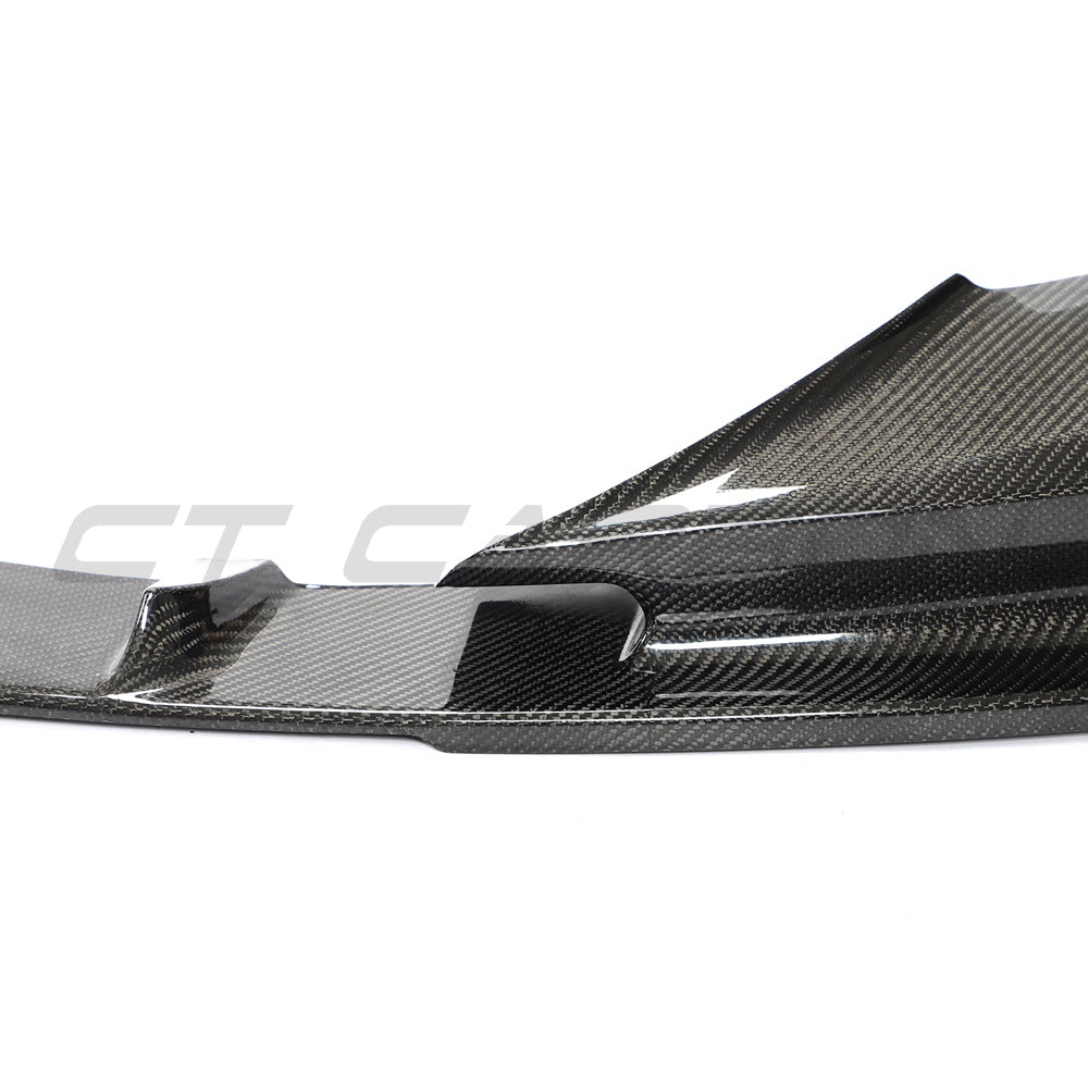 BMW F90 M5 and M5C LCI carbon fibre splitter by CT Carbon, featuring a 3D style design for enhanced aerodynamics.